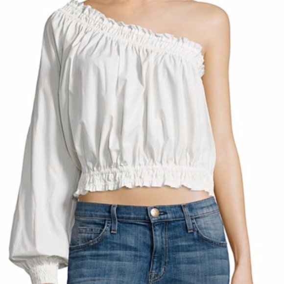 Free People Anabelle Cotton One-Shoulder Top White Size L